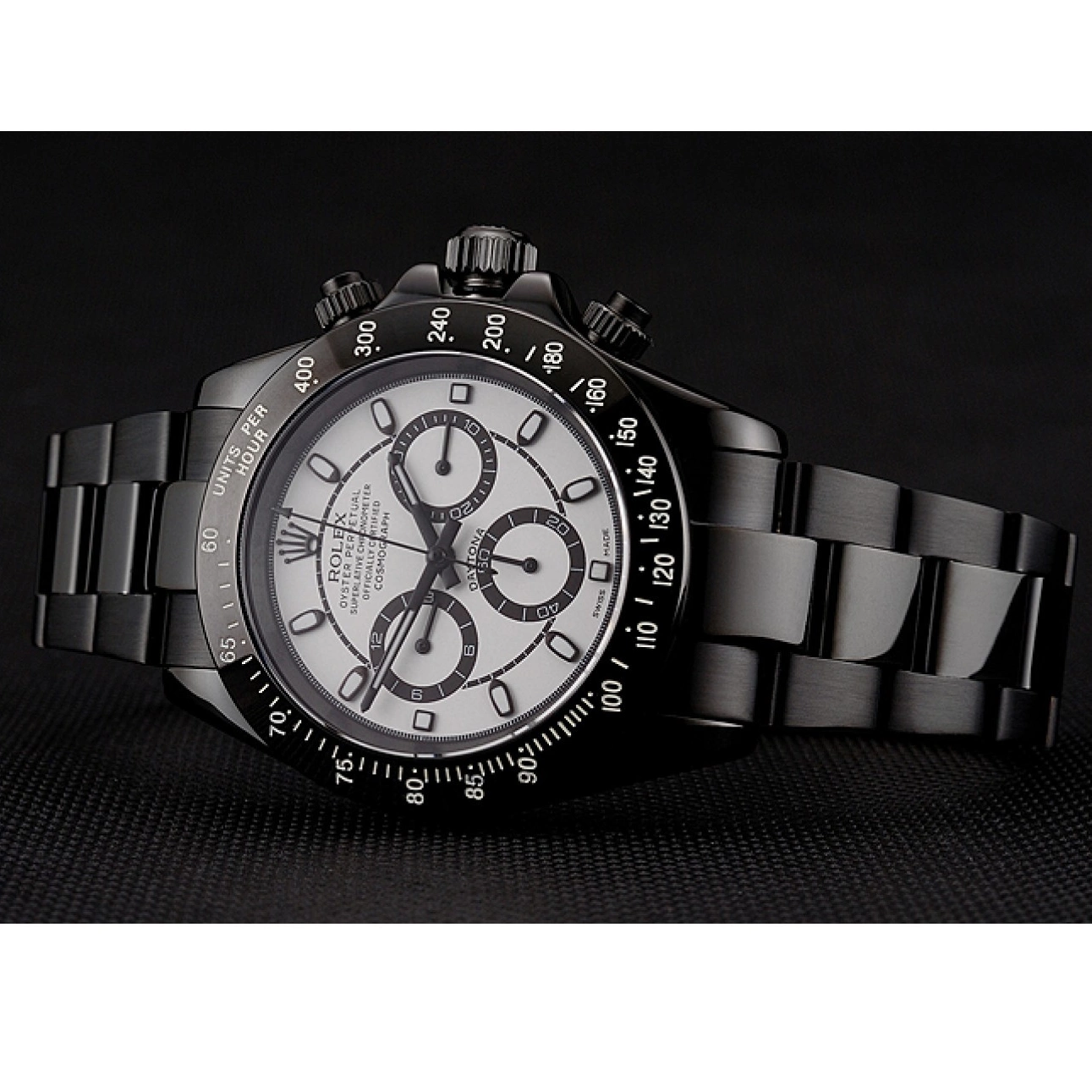 Aaa replica watch Dial Staineless Steel Daytona Bracelet Rolex Midnight Black White 1454021 0612